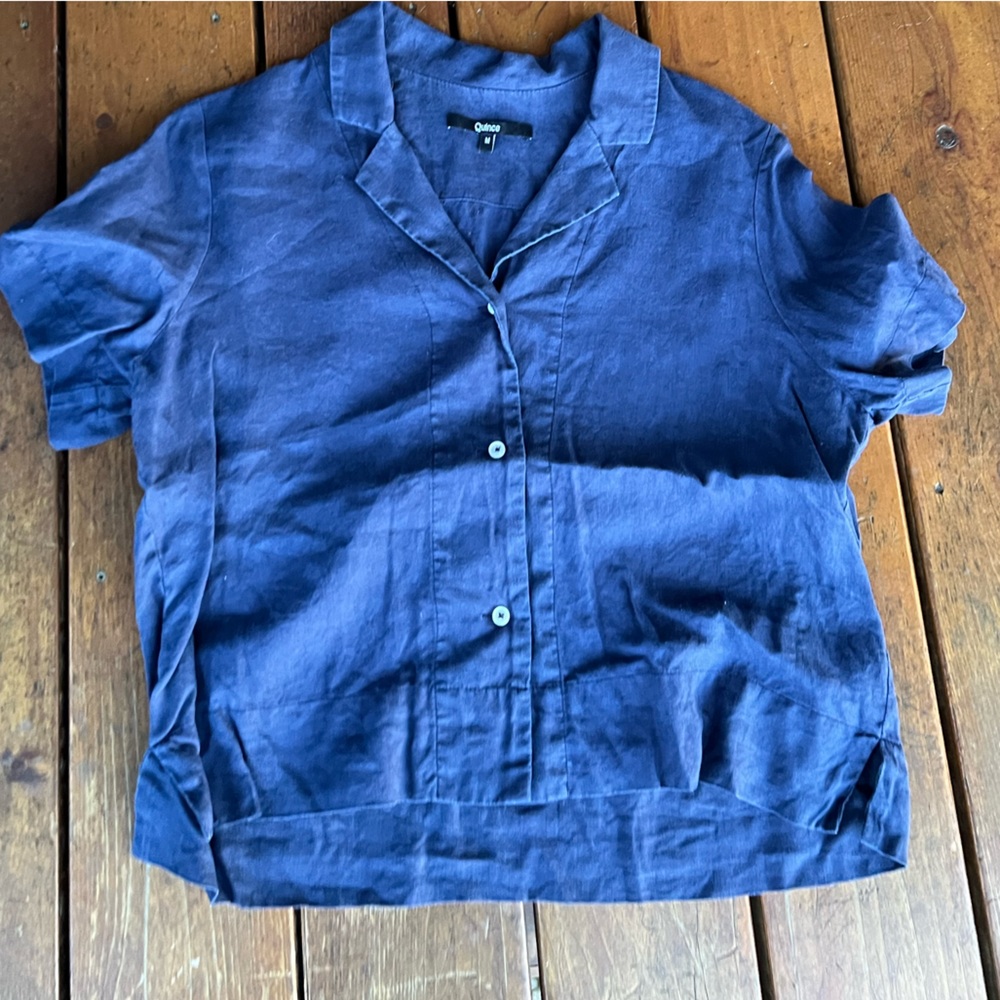 Quince linen top size M navy